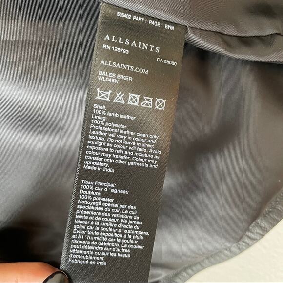 NWT All Saints Bales Biker Leather Jacket Women's XS - Picture 12 of 13